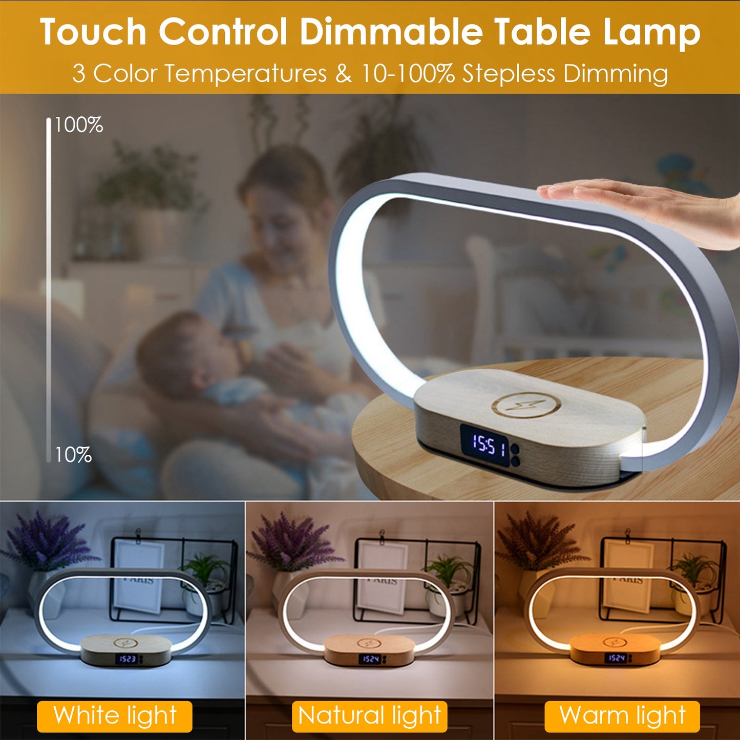 Smart Desk Lamp with Wireless Charging