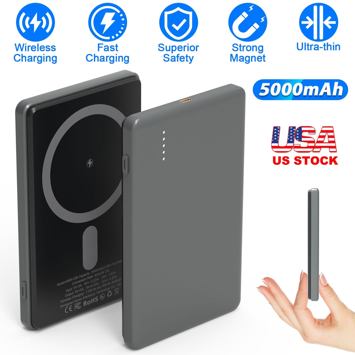 Magnetic Wireless Power Bank (5000mAh, PD20W)
